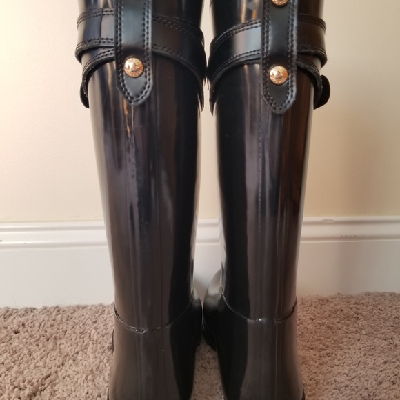 Coach TALIA Black Rubber Harness Tall Rain Boots - Picture 6 of 6